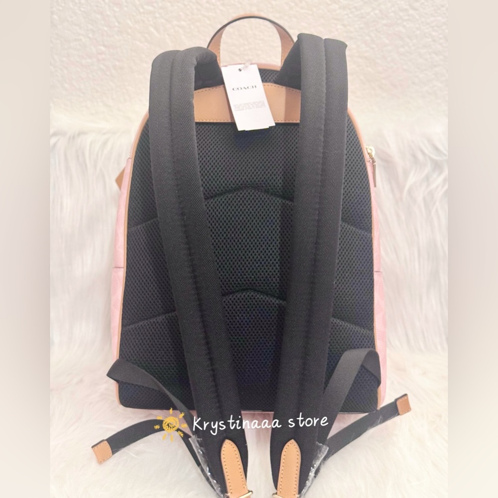 COACH Taylor Small Backpack In Signature Canvas With Charms CEF46 Powder Pink - Picture 7 of 12